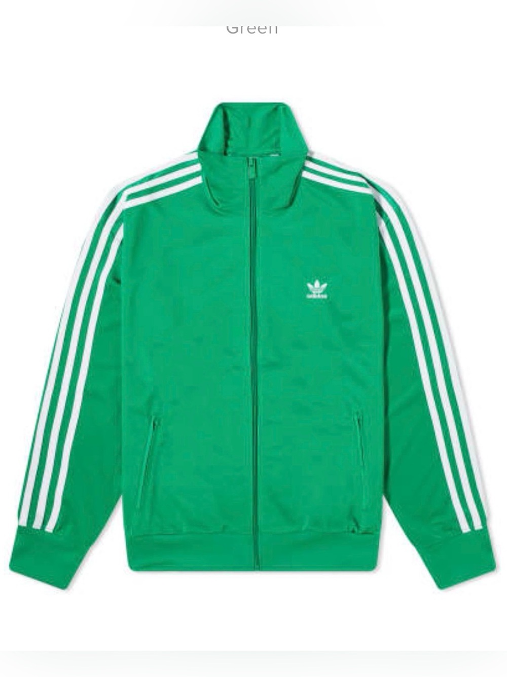 adidas Firebird Green Track Jacket with White Three-Stripes